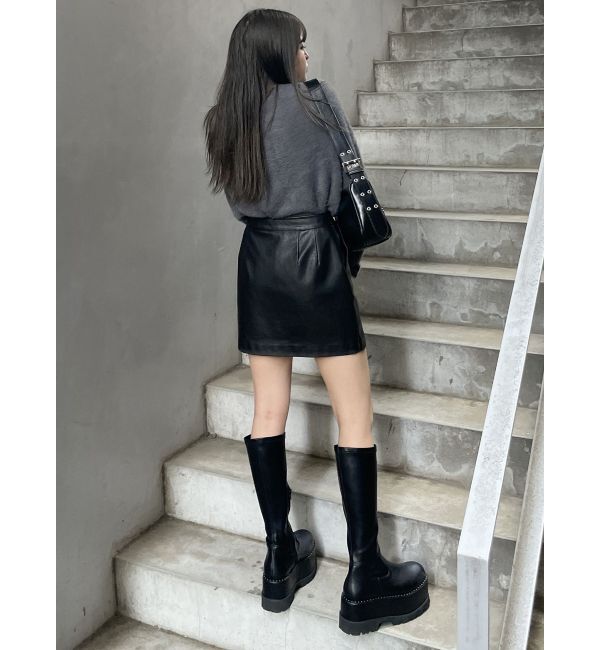 MURUA「ヴィンテージライクフェイクレザーミニスカート」|スカート|