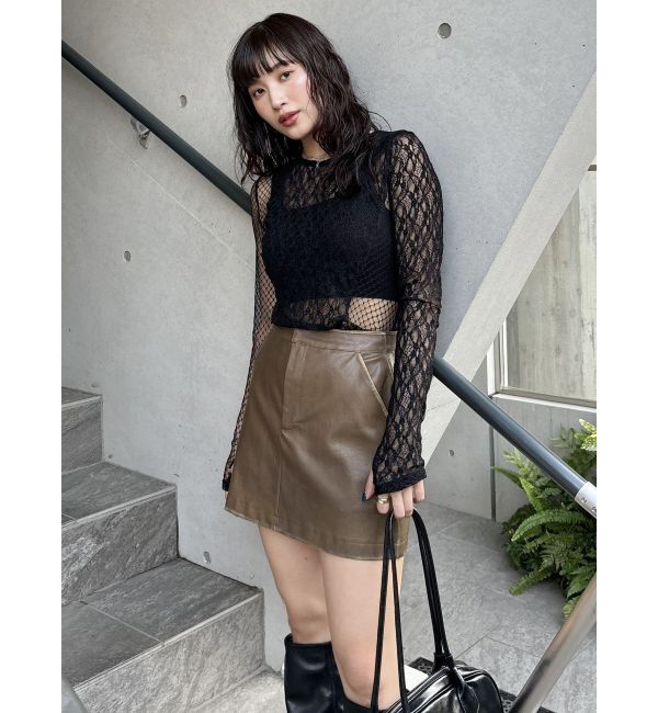 MURUA「ヴィンテージライクフェイクレザーミニスカート」|スカート|