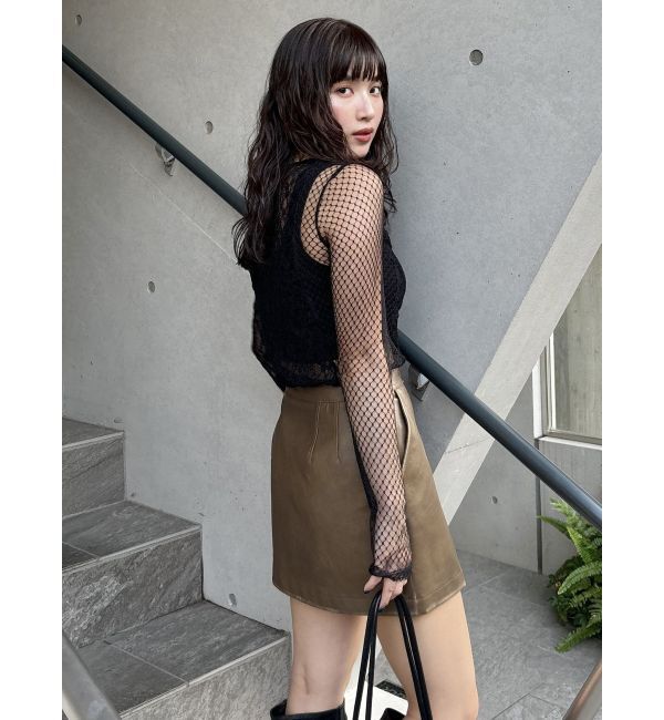 MURUA「ヴィンテージライクフェイクレザーミニスカート」|スカート|