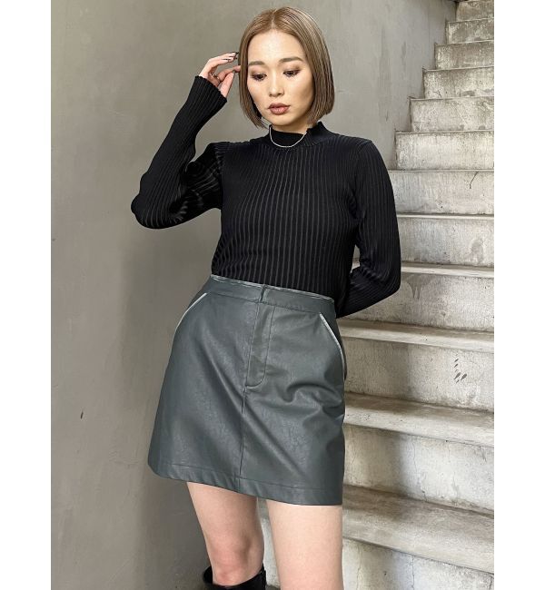 MURUA「ヴィンテージライクフェイクレザーミニスカート」|スカート|