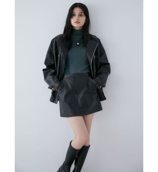 MURUA「ヴィンテージライクフェイクレザーミニスカート」|スカート|