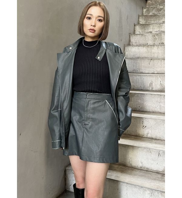 MURUA「ヴィンテージライクフェイクレザーミニスカート」|スカート|