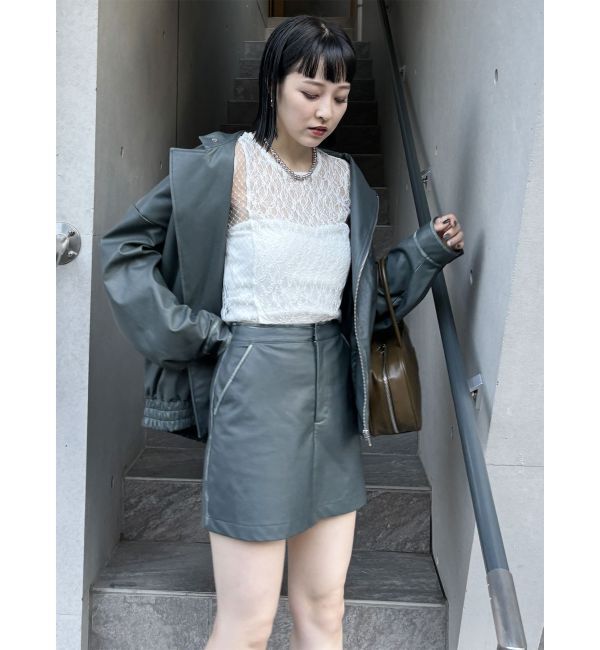 MURUA「ヴィンテージライクフェイクレザーミニスカート」|スカート|