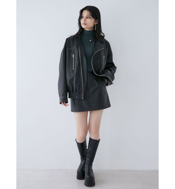 MURUA「ヴィンテージライクフェイクレザーミニスカート」|スカート|