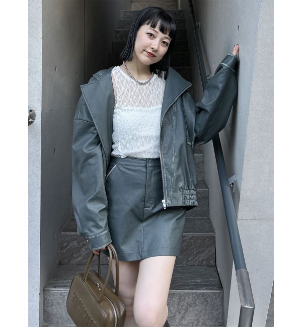 MURUA「ヴィンテージライクフェイクレザーミニスカート」|スカート|