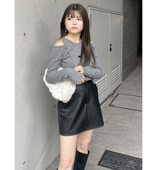 MURUA「ヴィンテージライクフェイクレザーミニスカート」|スカート|