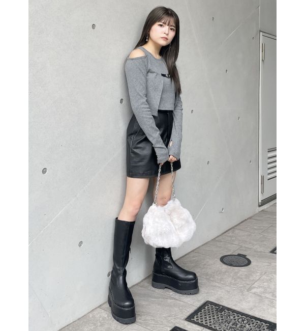 MURUA「ヴィンテージライクフェイクレザーミニスカート」|スカート|