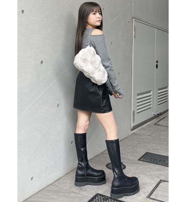 MURUA「ヴィンテージライクフェイクレザーミニスカート」|スカート|