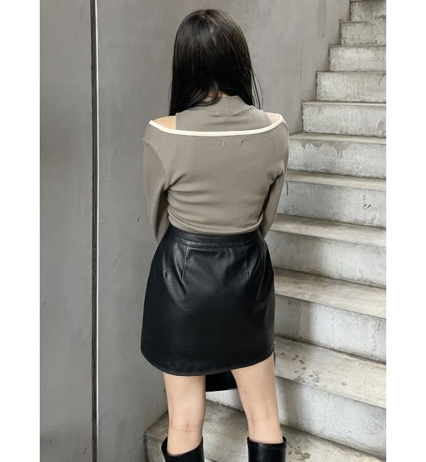 MURUA「ヴィンテージライクフェイクレザーミニスカート」|スカート|