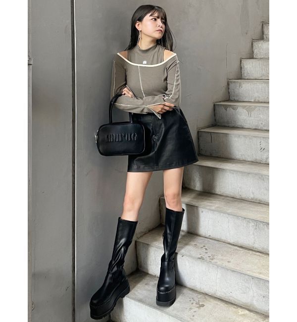 MURUA「ヴィンテージライクフェイクレザーミニスカート」|スカート|