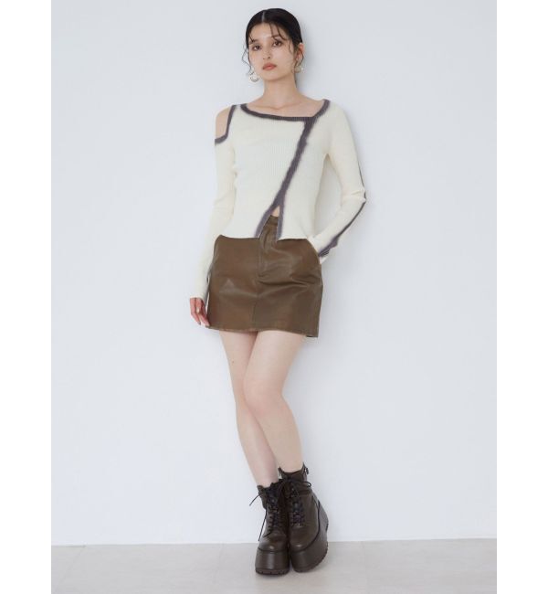 MURUA「ヴィンテージライクフェイクレザーミニスカート」|スカート|