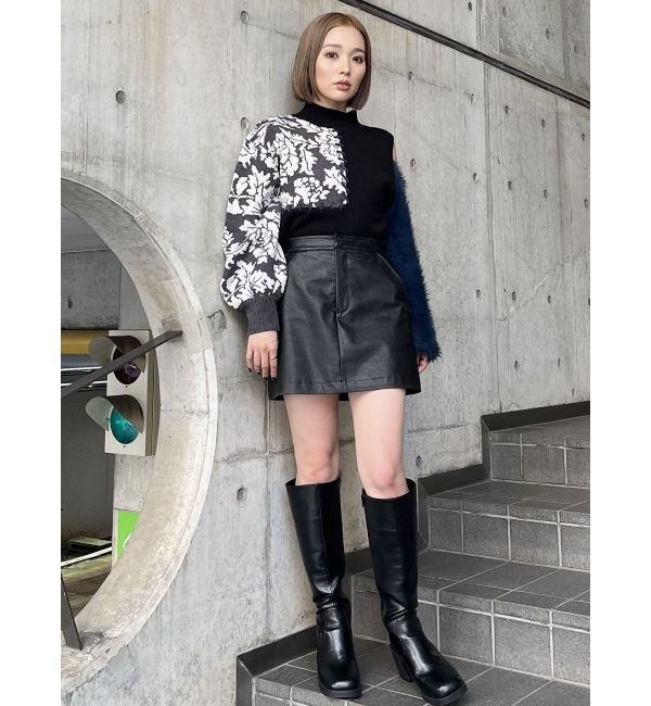 MURUA「ヴィンテージライクフェイクレザーミニスカート」|スカート|