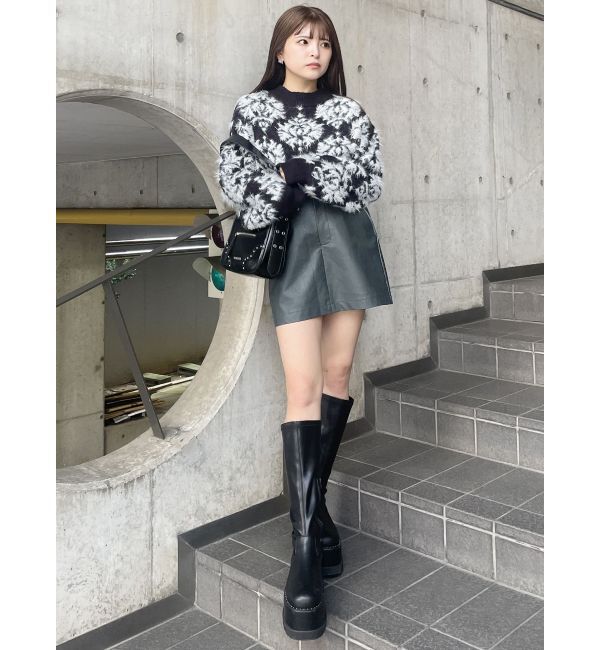 MURUA「ヴィンテージライクフェイクレザーミニスカート」|スカート|