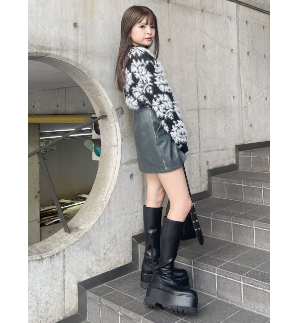 MURUA「ヴィンテージライクフェイクレザーミニスカート」|スカート|