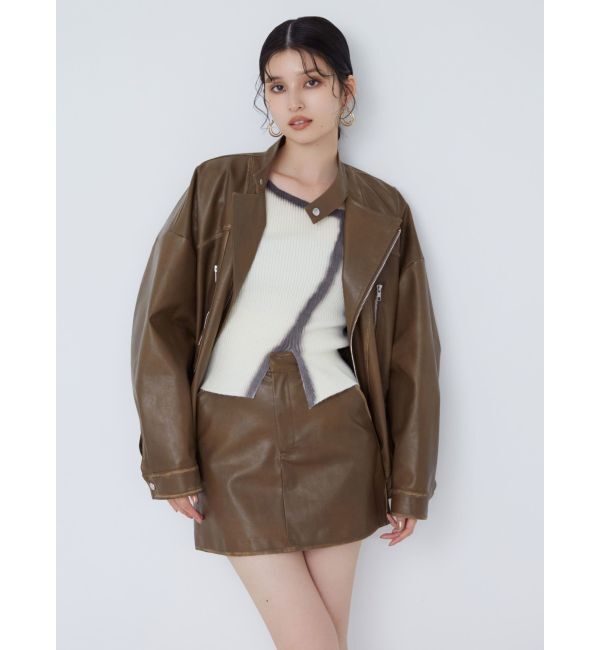 MURUA「ヴィンテージライクフェイクレザーミニスカート」|スカート|