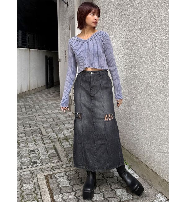 MURUA「ツイストレースアップデニムスカート」|スカート|