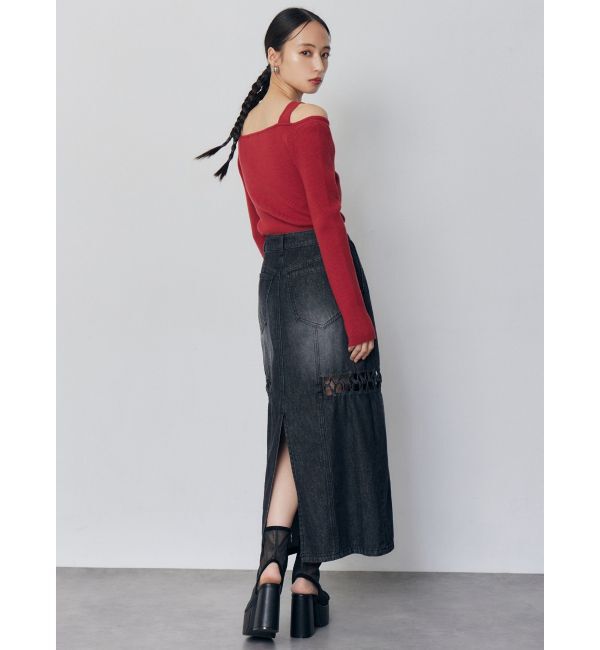 MURUA「ツイストレースアップデニムスカート」|スカート|