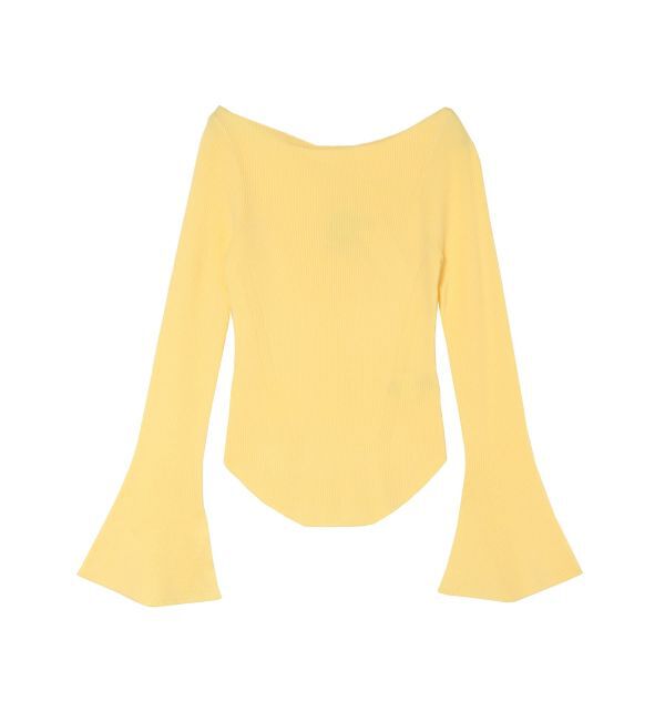 LAGUNAMOON「アシンメトリードレープフレアスリーブニット」|ニット・セーター|