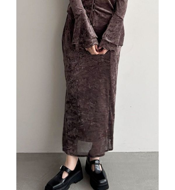 LAGUNAMOON「シアーベロアナロースカート」|スカート|