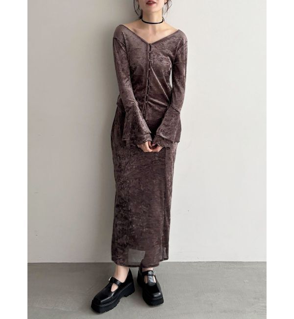 LAGUNAMOON「シアーベロアナロースカート」|スカート|