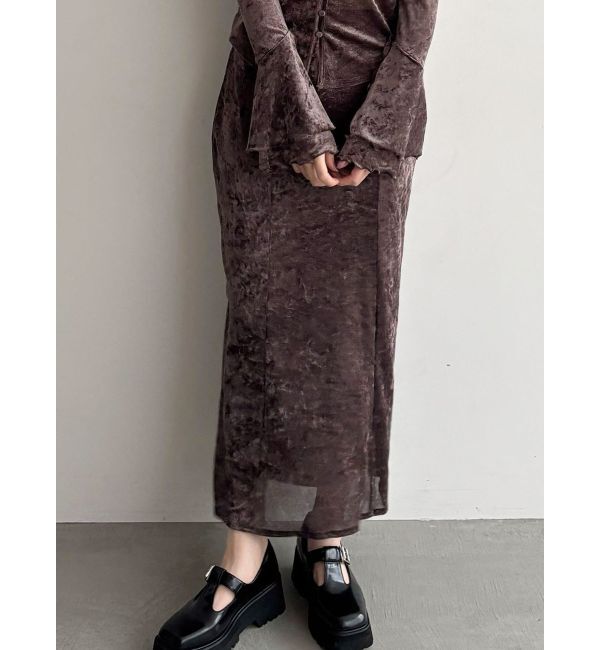 LAGUNAMOON「シアーベロアナロースカート」|スカート|ブラウン
