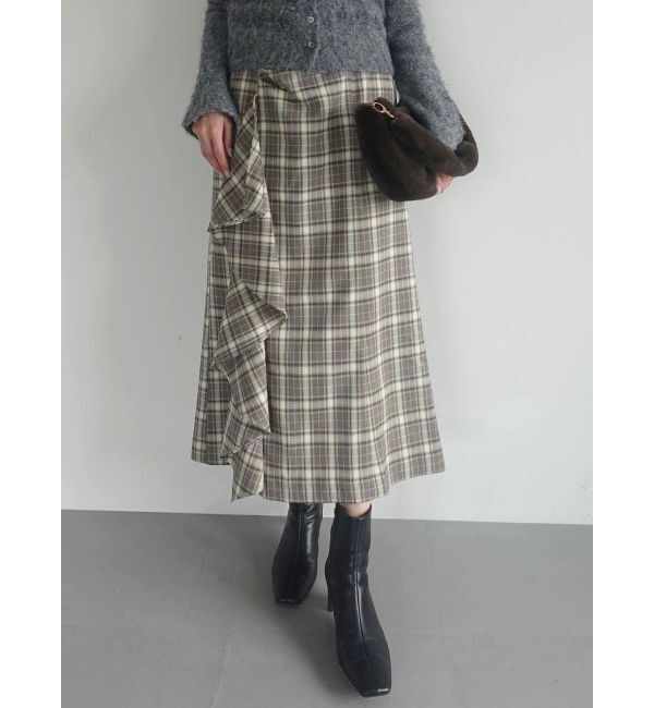 LAGUNAMOON「チェックラッフルスカート」|スカート|ブラウン