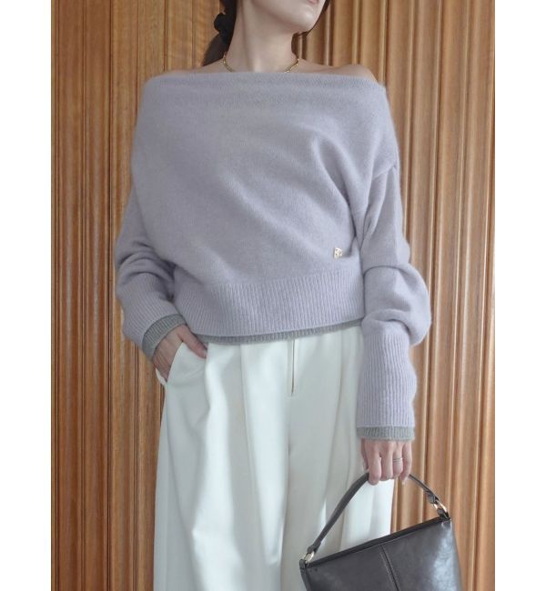 LAGUNAMOON「フォックスブレンドオフショルニットプルオーバー」|ニット・セーター|ラベンダー