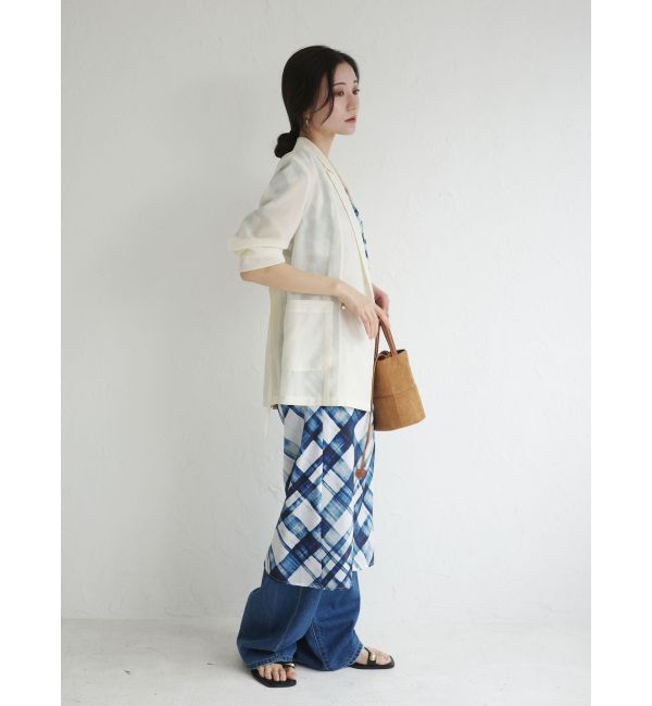 LAGUNAMOON「チェックガラドレープワンピース」|ワンピース|