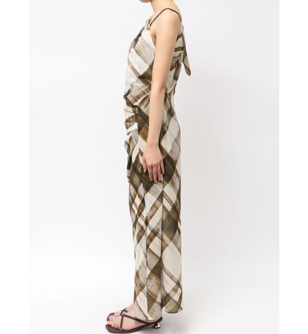 LAGUNAMOON「チェックガラドレープワンピース」|ワンピース|