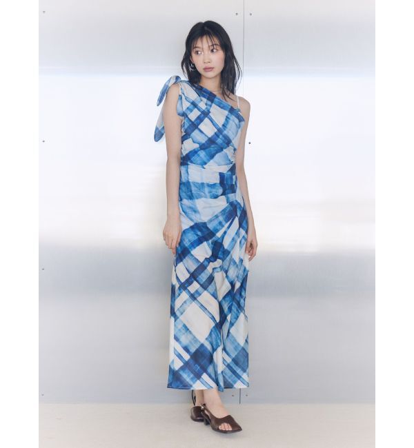 LAGUNAMOON「チェックガラドレープワンピース」|ワンピース|