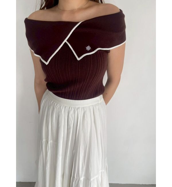 LAGUNAMOON「アシメカラーネックニット」|ニット・セーター|