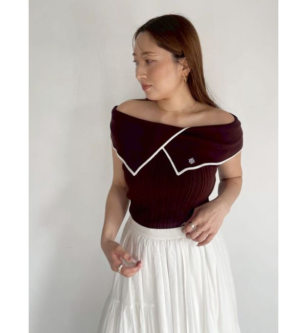 LAGUNAMOON「アシメカラーネックニット」|ニット・セーター|