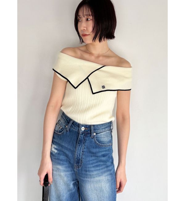 LAGUNAMOON「アシメカラーネックニット」|ニット・セーター|