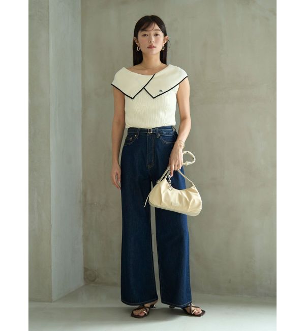 LAGUNAMOON「アシメカラーネックニット」|ニット・セーター|