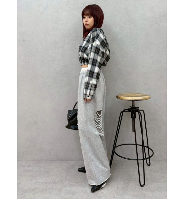 EVRIS「レースドッキングダメージスウェットワイドパンツ【セットアップ着用可能】」|その他|