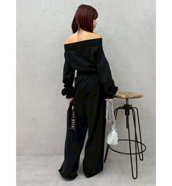 EVRIS「レースドッキングダメージスウェットワイドパンツ【セットアップ着用可能】」|その他|