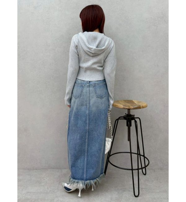 EVRIS「ワンポイントジップアップニットフーディー」|ニット・セーター|