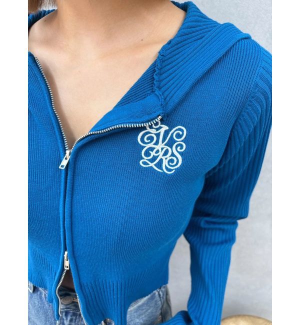 EVRIS「ワンポイントジップアップニットフーディー」|ニット・セーター|