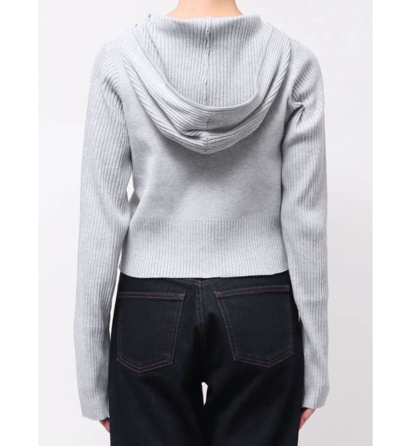 EVRIS「ワンポイントジップアップニットフーディー」|ニット・セーター|
