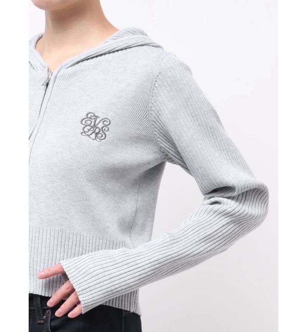EVRIS「ワンポイントジップアップニットフーディー」|ニット・セーター|