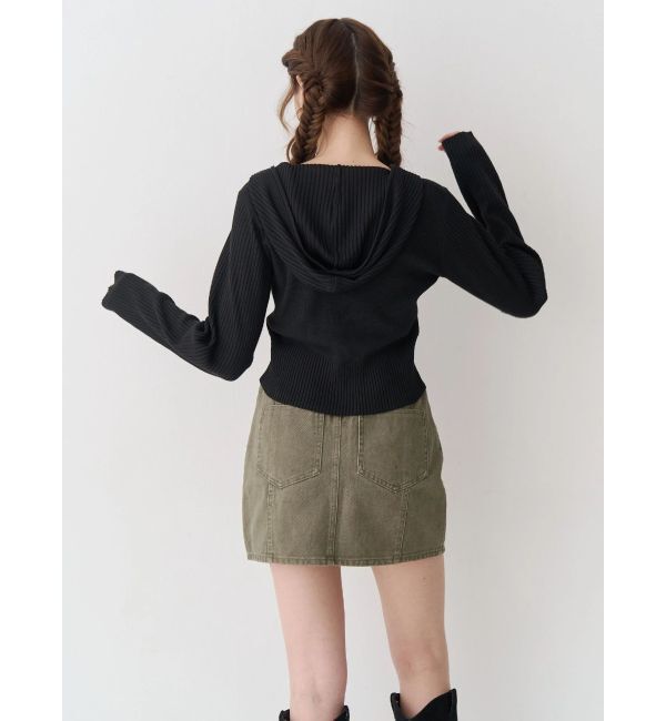 EVRIS「ワンポイントジップアップニットフーディー」|ニット・セーター|