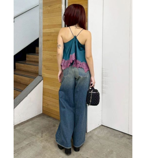 EVRIS「ラインストーンワイドデニムパンツ」|デニム|