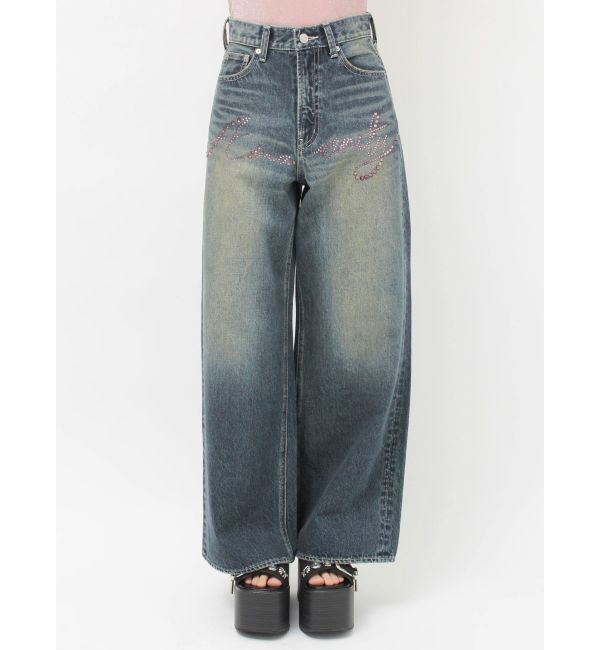 EVRIS「ラインストーンワイドデニムパンツ」|デニム|