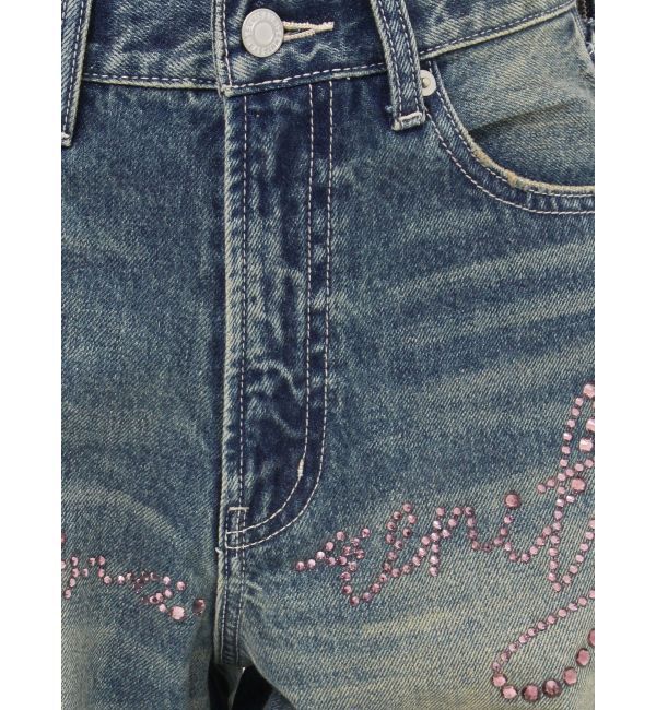 EVRIS「ラインストーンワイドデニムパンツ」|デニム|