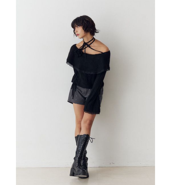 jouetie「フリルレースオフショルトップス」|ニット・セーター|