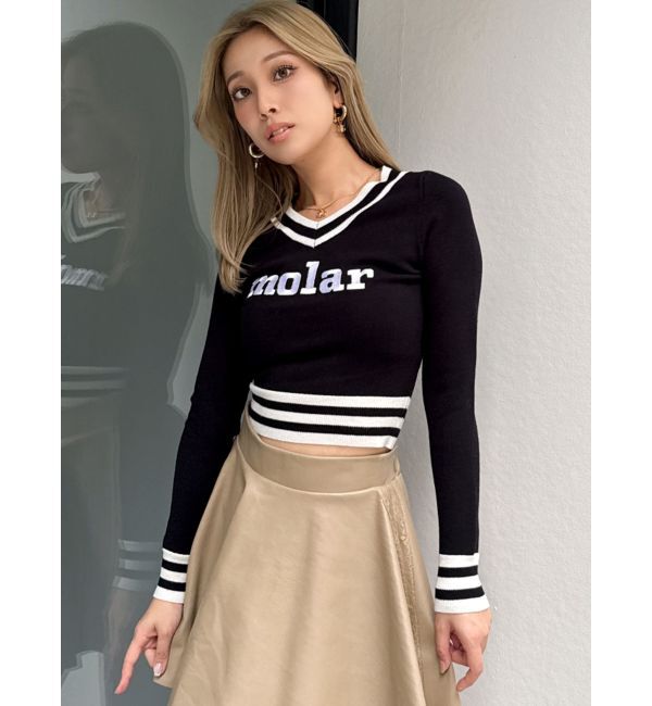 GYDA「molar Vネックニットトップス」|ニット・セーター|