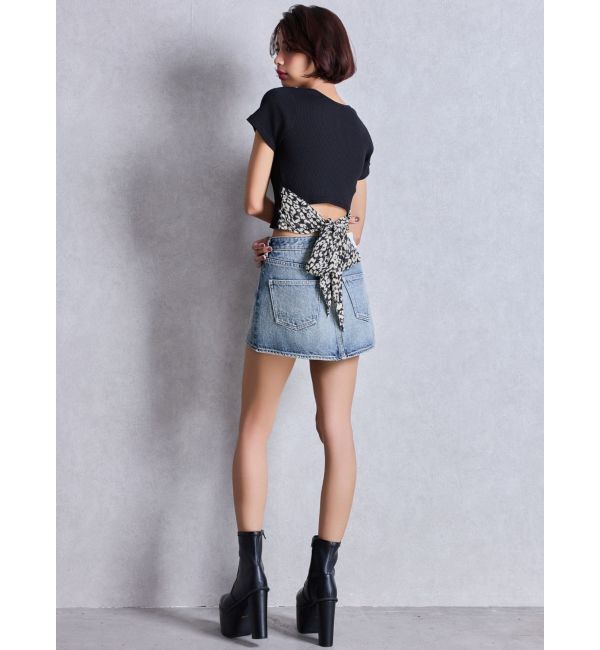 GYDA「Vintageデニムスカートライクショートパンツ」|スカート|