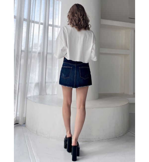 GYDA「Vintageデニムスカートライクショートパンツ」|スカート|
