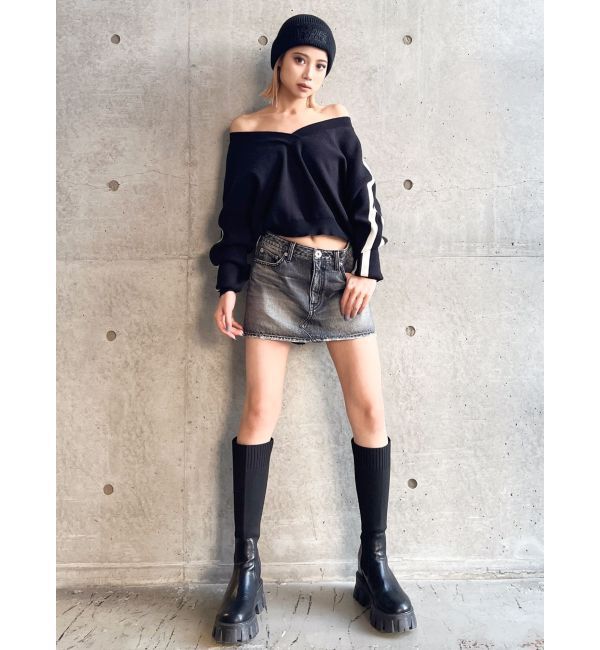 GYDA「Vintageデニムスカートライクショートパンツ」|スカート|