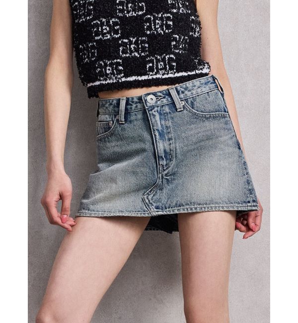 GYDA「Vintageデニムスカートライクショートパンツ」|スカート|ブルー